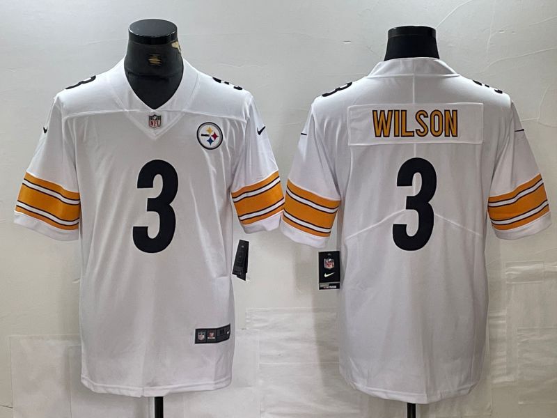 Men Pittsburgh Steelers 3 Wilson White 2024 Nike Vapor Untouchable Limited NFL Jersey style 1